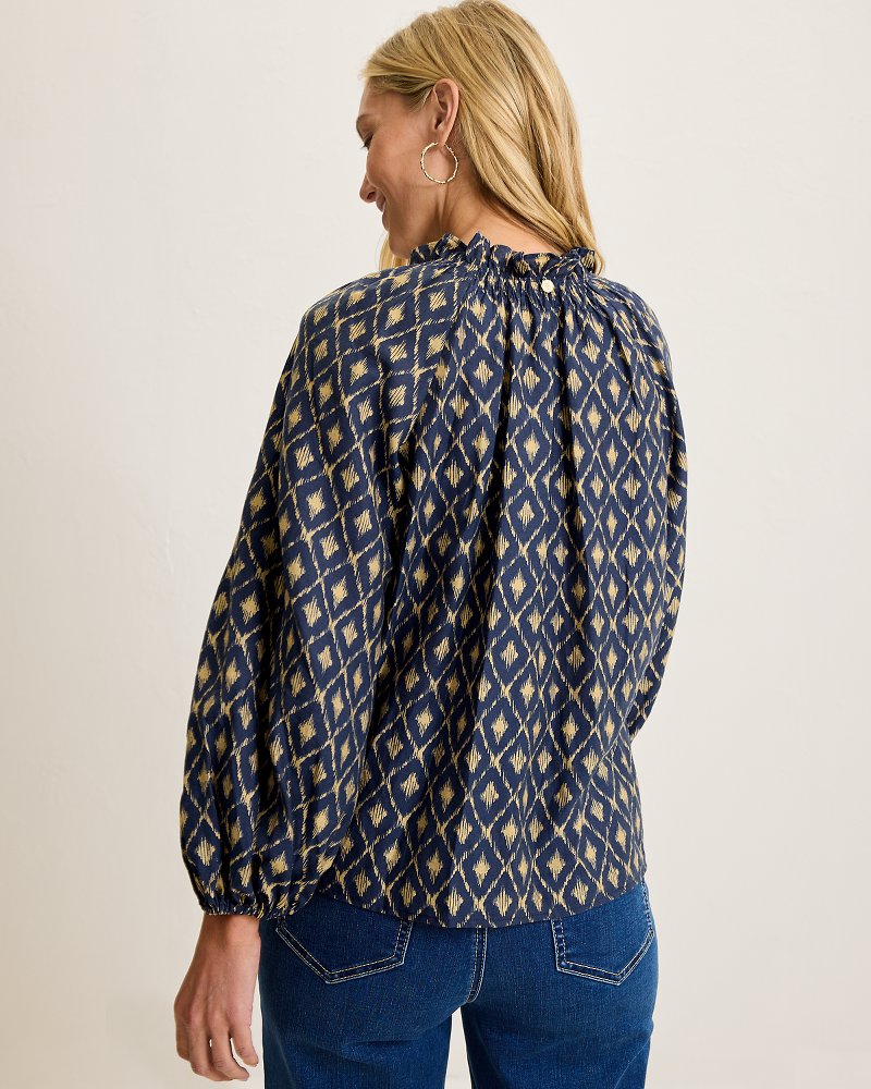Diamond Cay Smocked Peasant Top