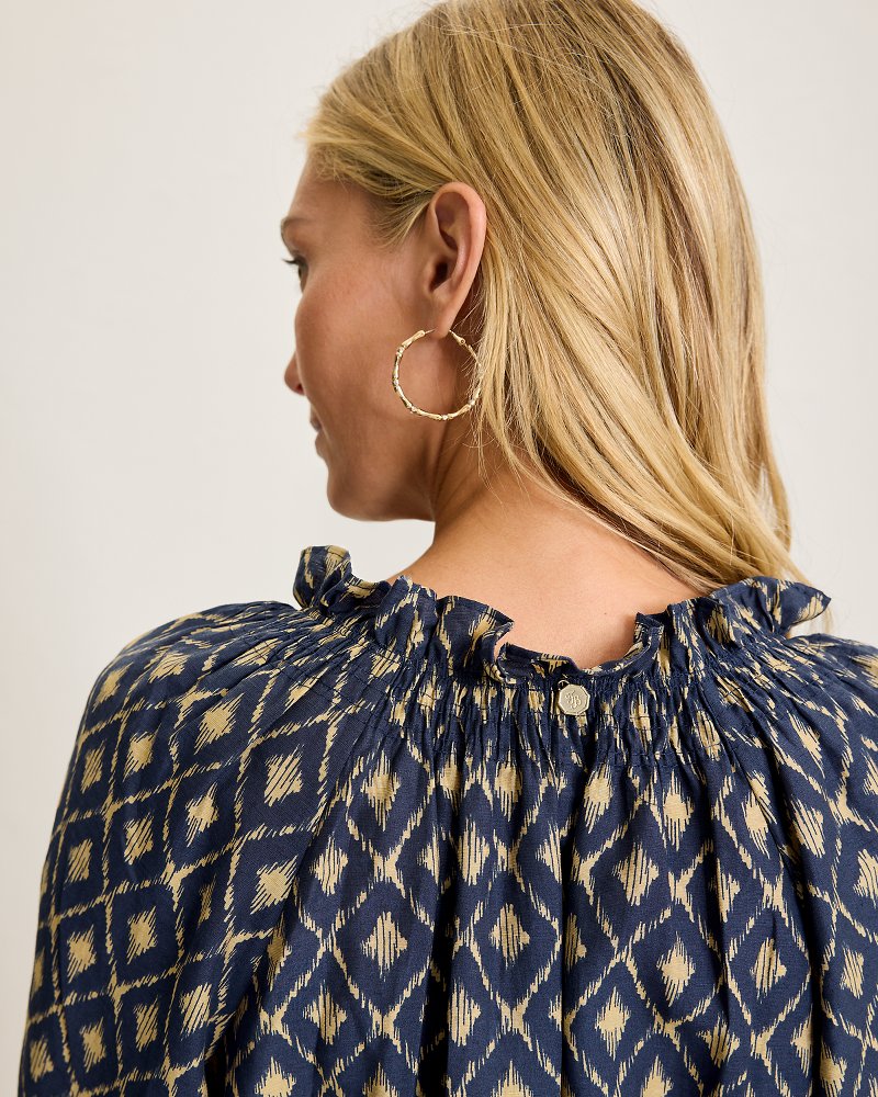 Diamond Cay Smocked Peasant Top