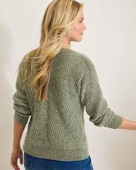 Island Luna Chenille Shell Stitch Boat-Neck Sweater