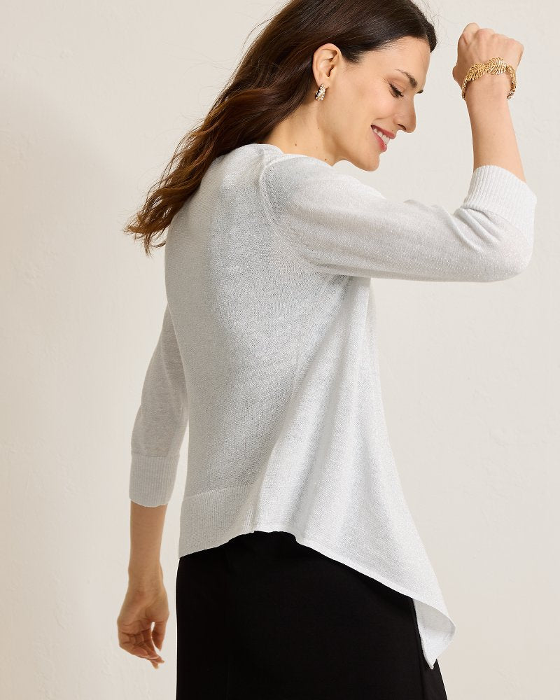 Addison Shimmer Linen-Blend Cardigan