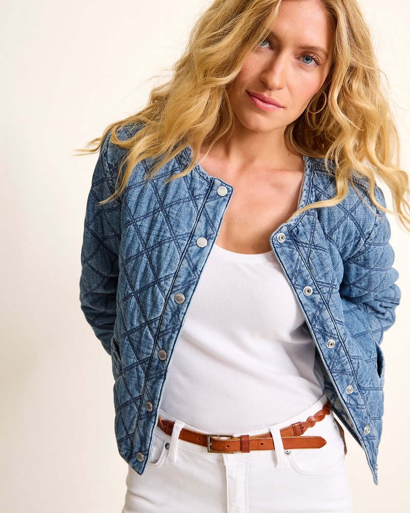 Quilted Cropped Denim Jacket