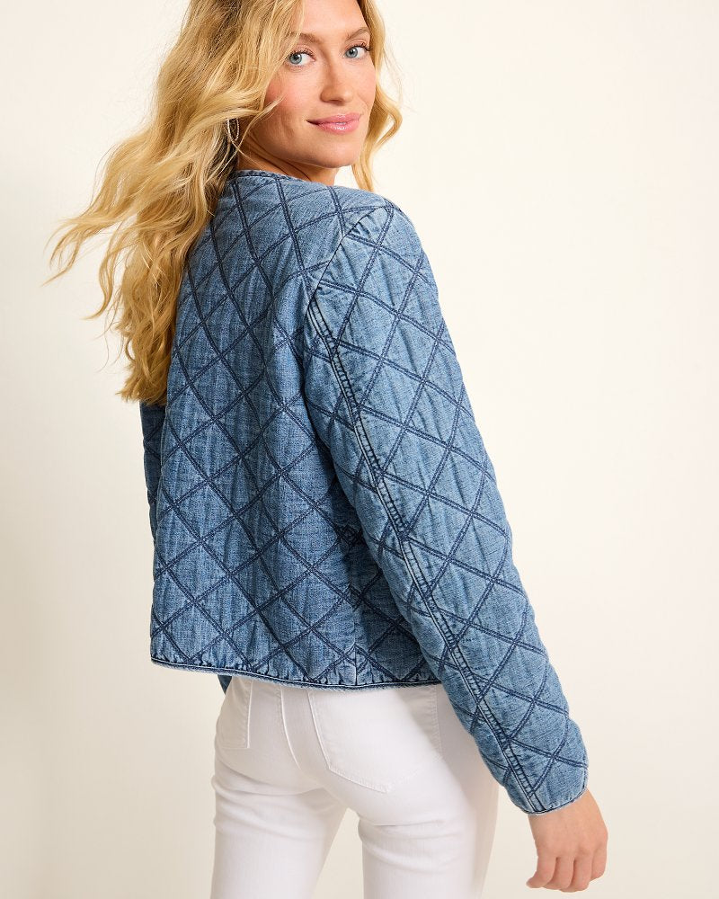 Quilted Cropped Denim Jacket