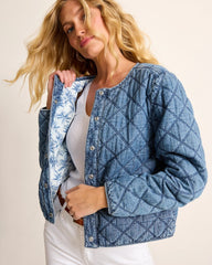 Quilted Cropped Denim Jacket