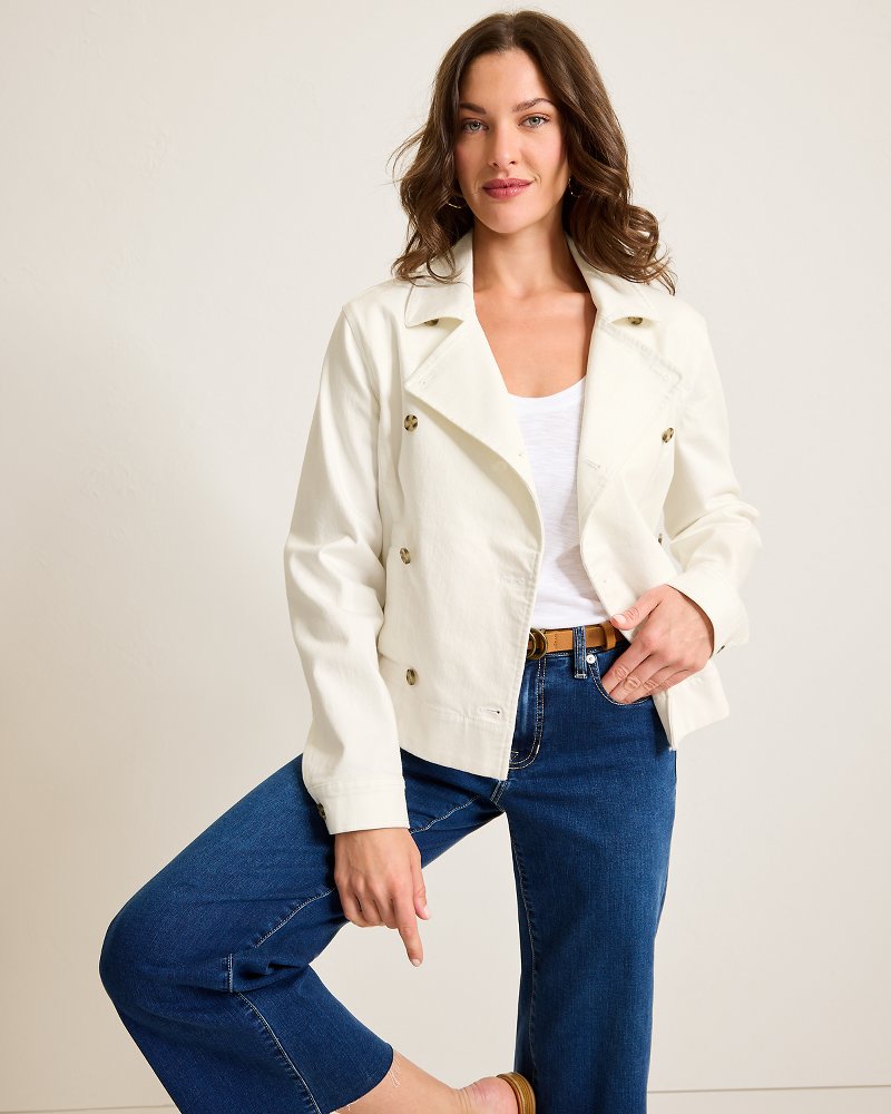 Cotton Twill Cropped Peacoat