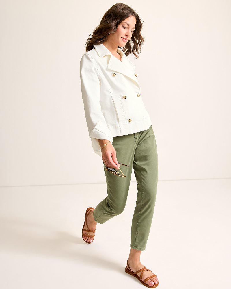 Cotton Twill Cropped Peacoat