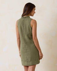 Two Palms Double-Ruffle Linen Dress