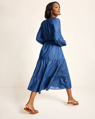 Indigo Cove Embroidered Midi Dress