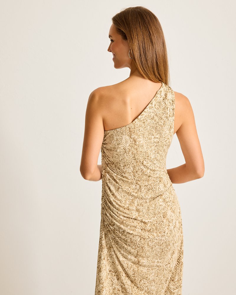 Playa Python Maxi One-Shoulder Dress