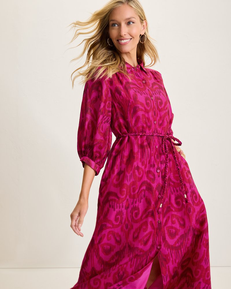 Seaside Ikat Midi Shirt Dress