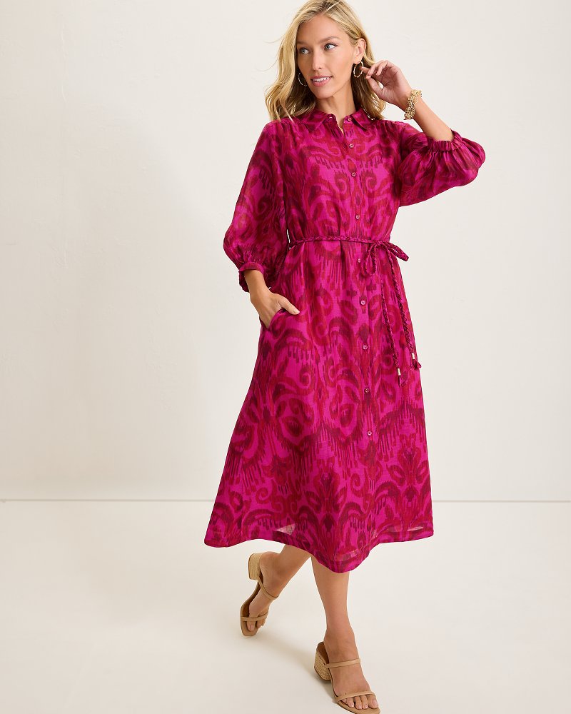 Seaside Ikat Midi Shirt Dress