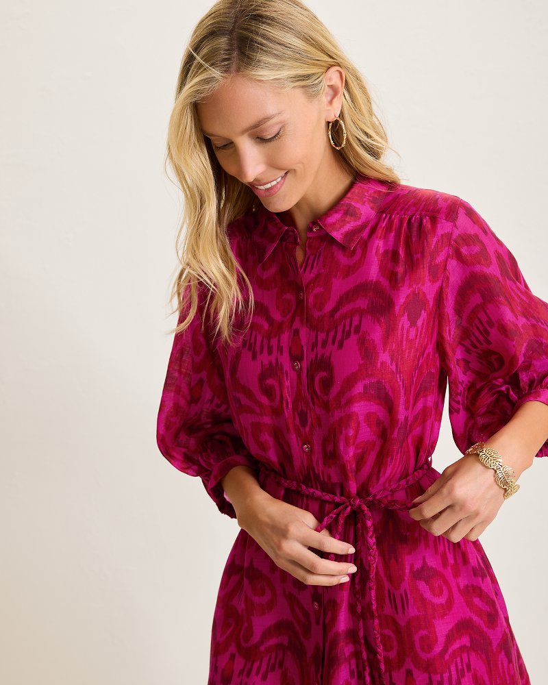 Seaside Ikat Midi Shirt Dress