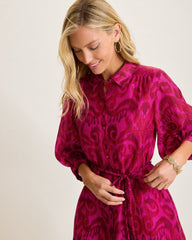 Seaside Ikat Midi Shirt Dress