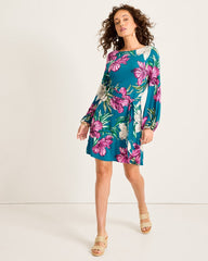 Villa Garden Long-Sleeve Short Dress