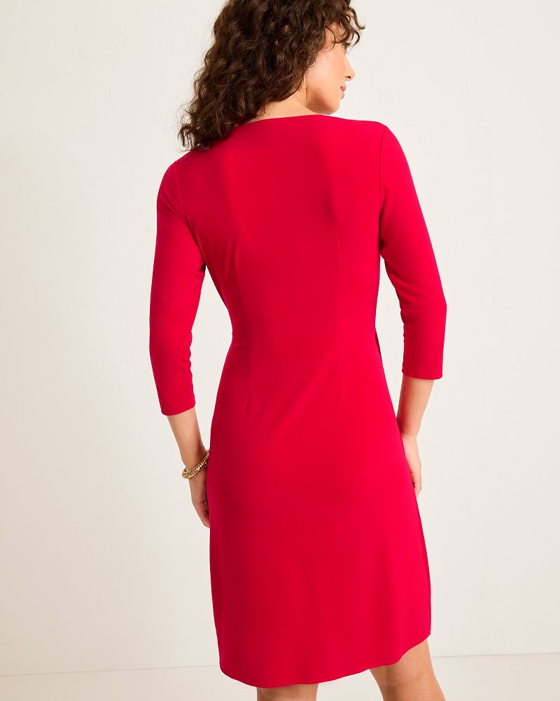 Clara 3/4-Sleeve Faux-Wrap Dress