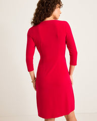 Clara 3/4-Sleeve Faux-Wrap Dress