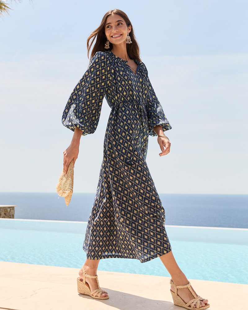 Diamond Cay Long-Sleeve Maxi Dress
