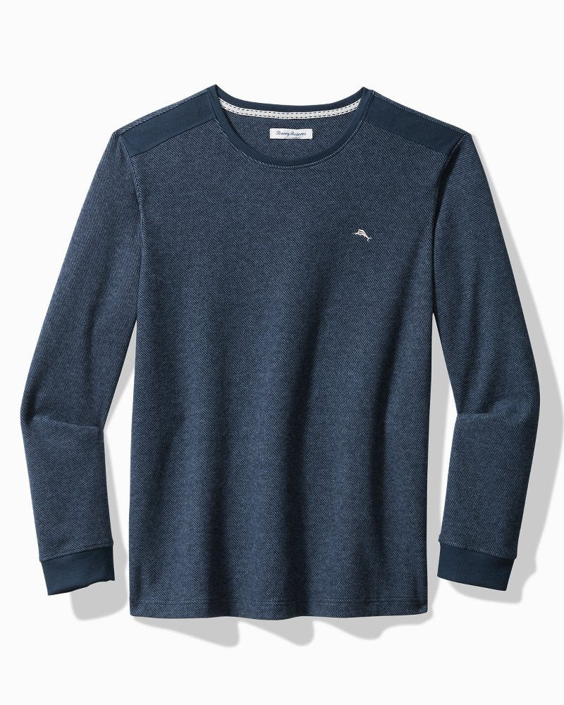 Big & Tall Textured Twill Stripe Crew Long-Sleeve Top
