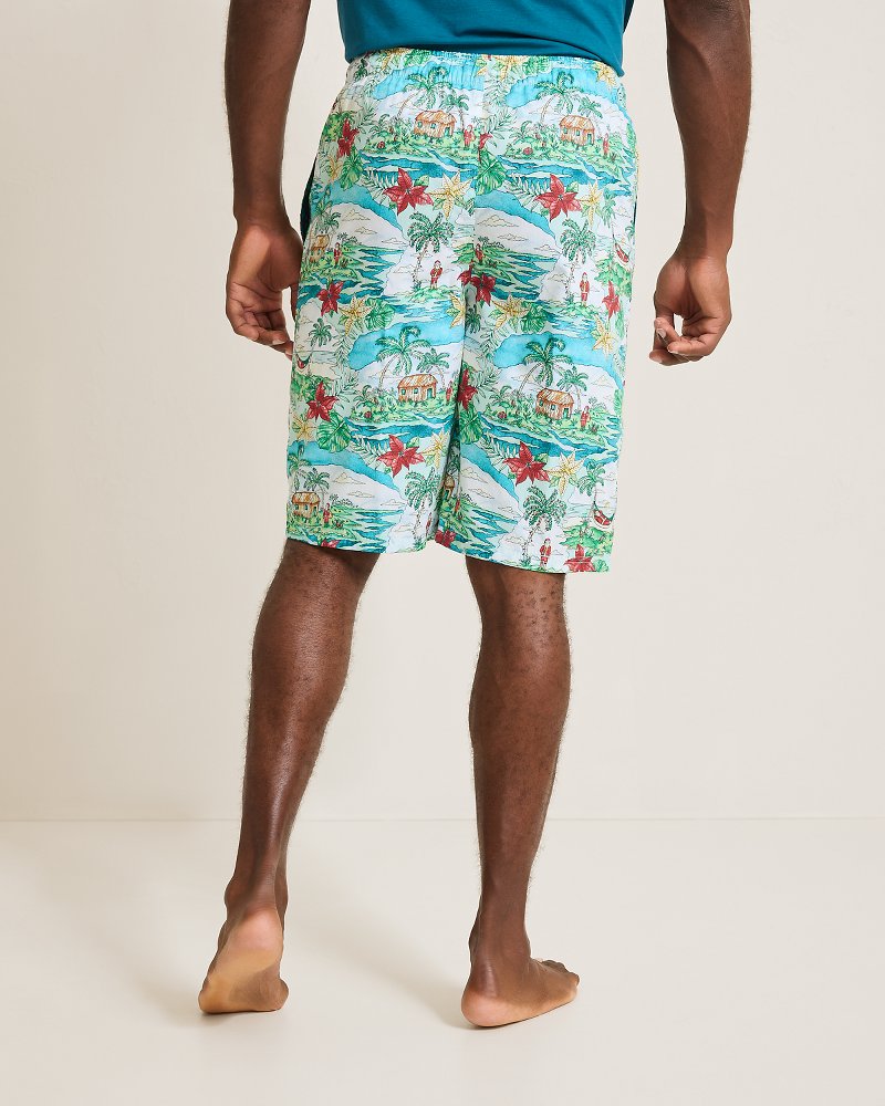 Woven Tropical Print Pajama Shorts