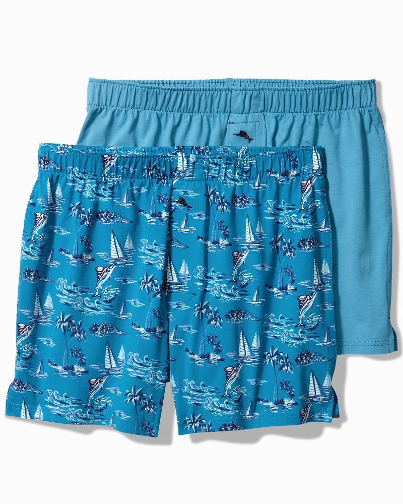 Cotton Knit Marlin Print Boxers — 2-Pack