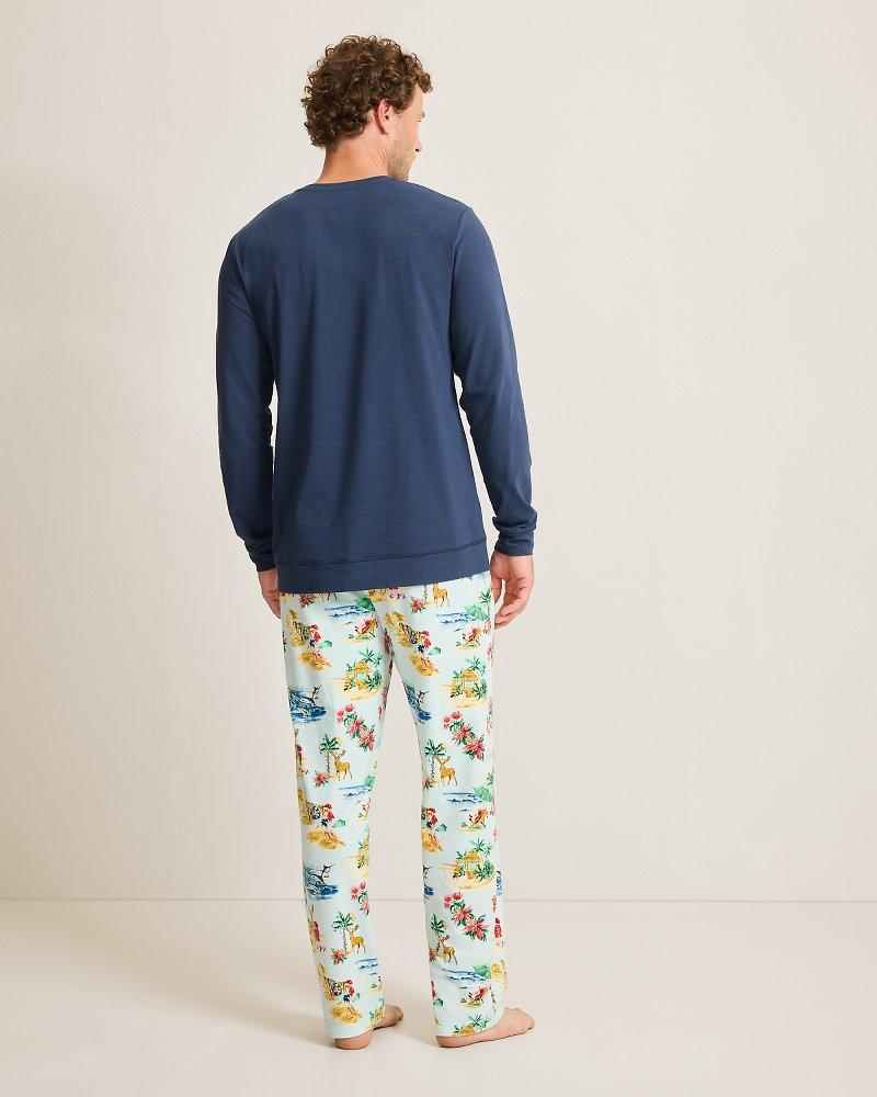 Big & Tall Holiday Santa Long Sleeve & Pants Pajama Set