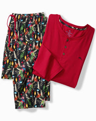 Holiday Parrot Henley & Pants Pajama Set