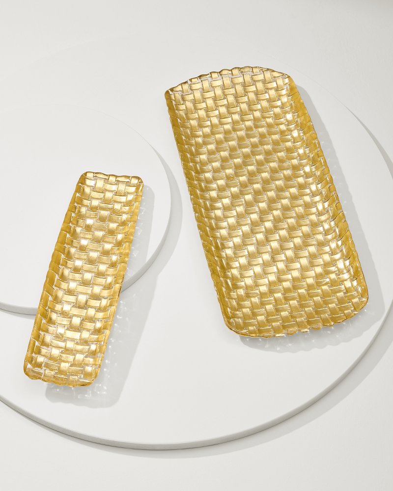 Braided Glass Serving Trays — Set of 2