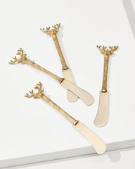 Brass and Stainless Steel Stag Butter Knives - Set of 4