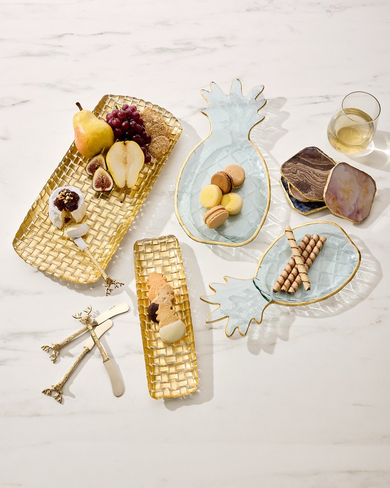 Glass Pineapple Trays — Set of 2
