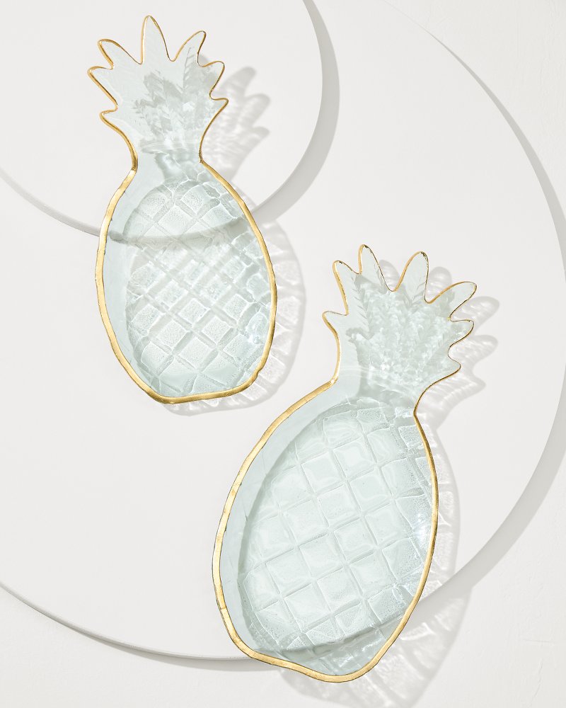 Glass Pineapple Trays — Set of 2