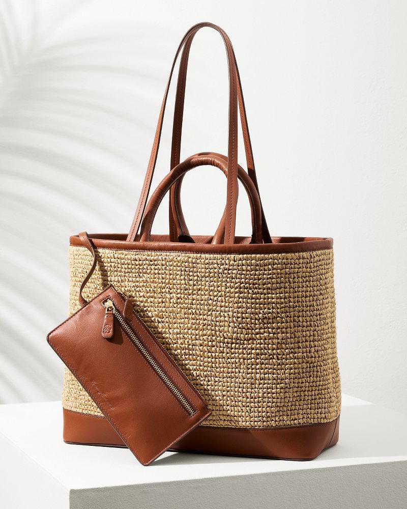 Raffia & Leather Pineapple Tote