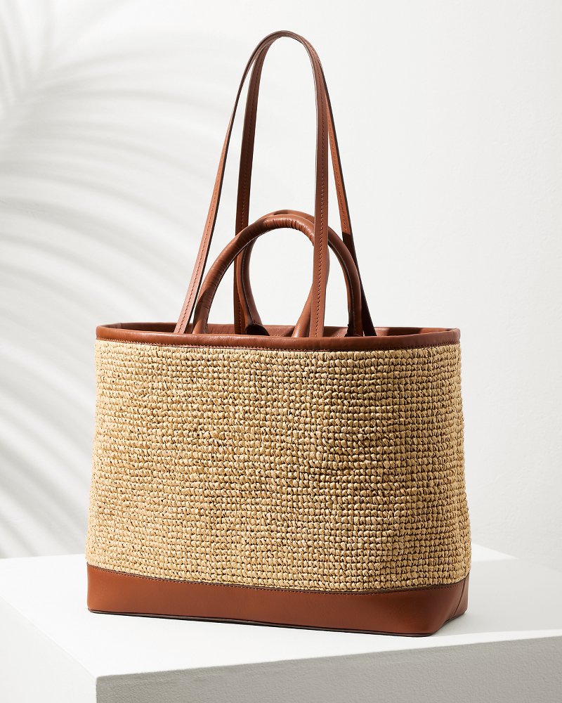 Raffia & Leather Pineapple Tote