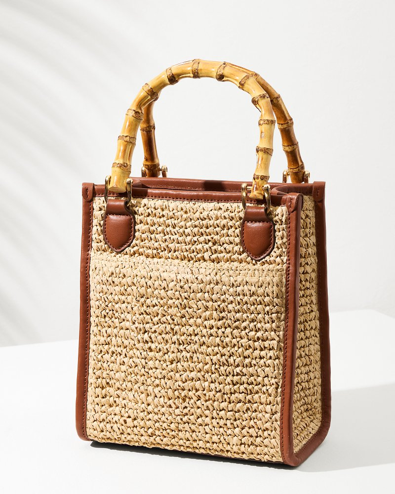 Raffia & Leather Bamboo Mini Tote
