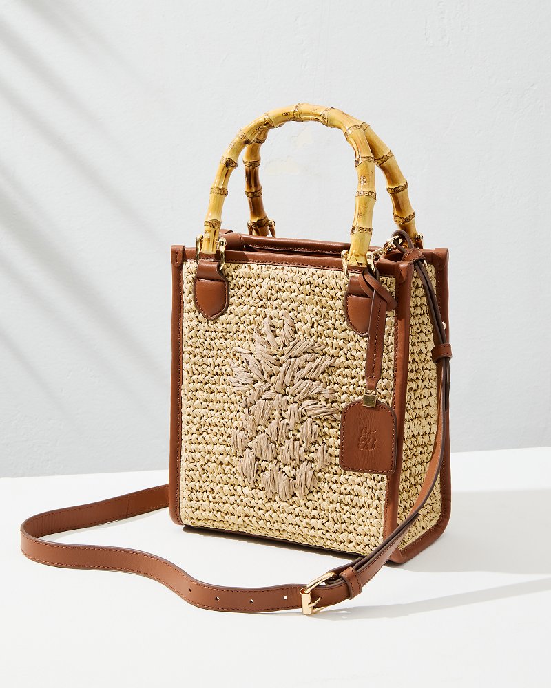 Raffia & Leather Bamboo Mini Tote
