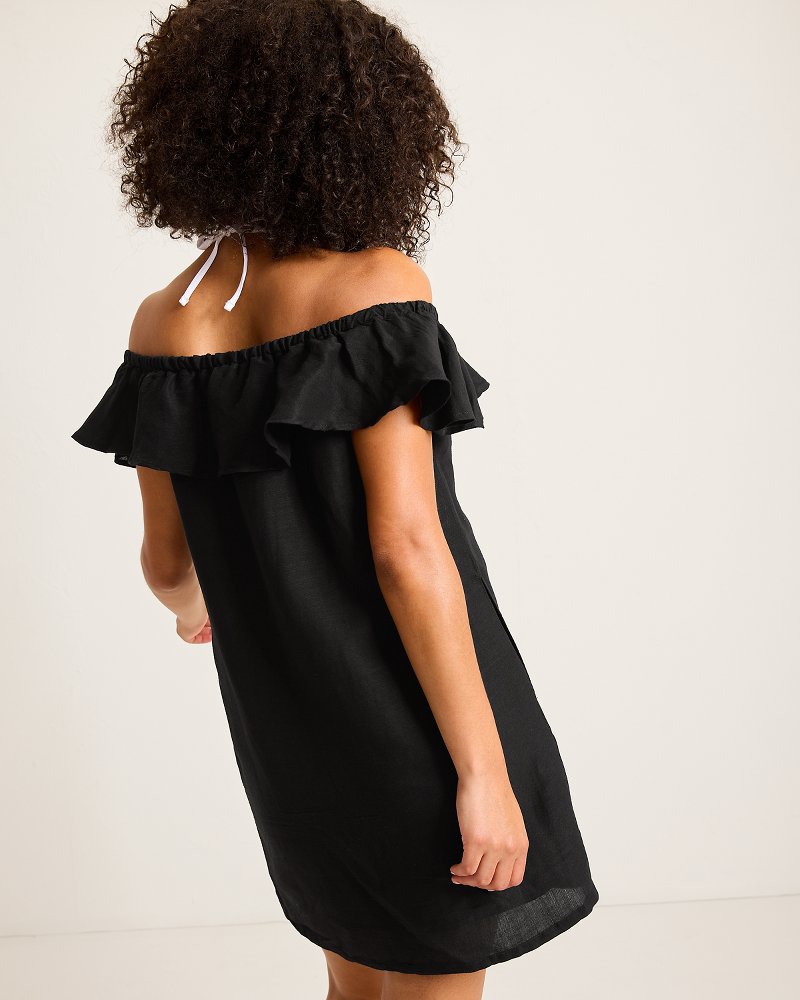 St. Lucia Linen-Blend Off-the-Shoulder Coverup Dress