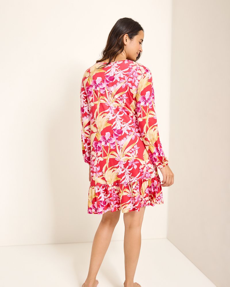 Jersey Long-Sleeve Short Sleep Dress