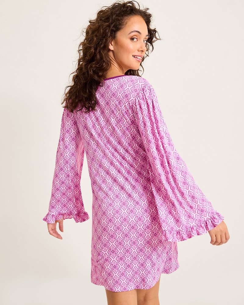 Jersey Long-Sleeve Short Sleep Dress