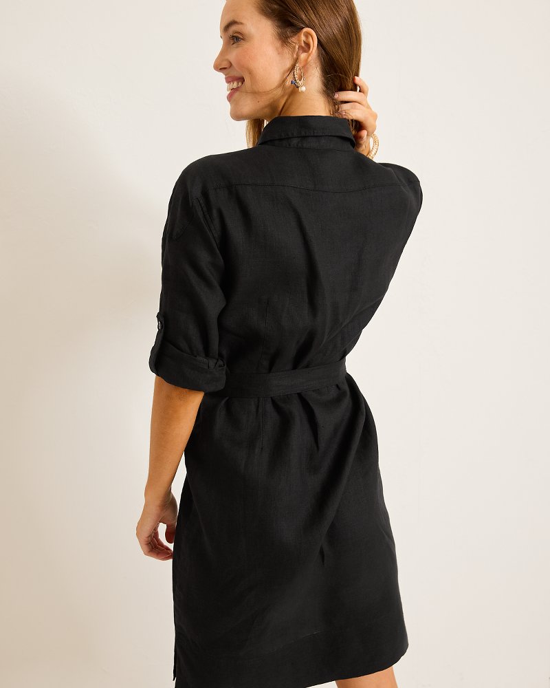 Two Palms Patch-Pocket Linen Dress