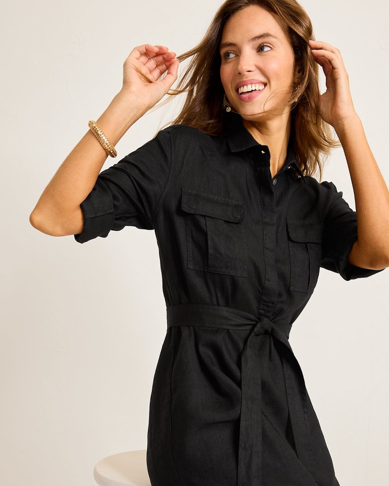 Two Palms Patch-Pocket Linen Dress