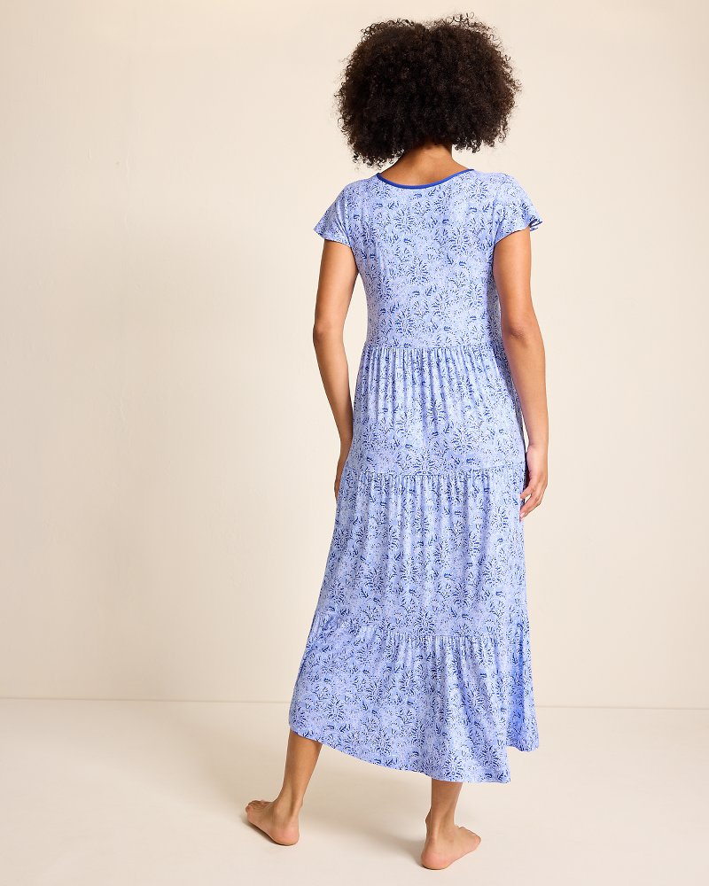 Jersey Short-Sleeve Maxi Sleep Dress