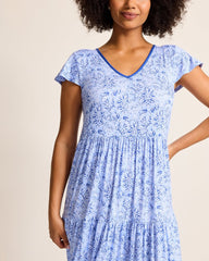Jersey Short-Sleeve Maxi Sleep Dress