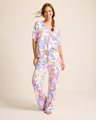 Jersey V-Neck Top & Pants Pajama Set